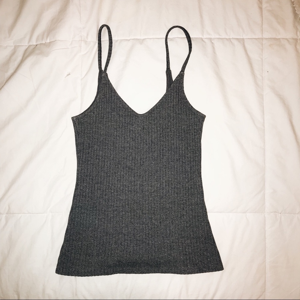 Grey Ribbed Tank Top - Picture 2 of 4